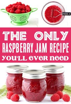 Raspberry Jam Recipe Easy Raspberry Recipes Canning, Jams And Jelly Recipes, Raspberry Jelly Recipe, Jams Recipes, Recipes Sauces, Homemade Raspberry Jam, Raspberry Jam Recipe, Peanut Butter And Jelly Sandwich, Food Canning