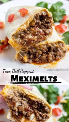 taco bellitos with meat and cheese on them