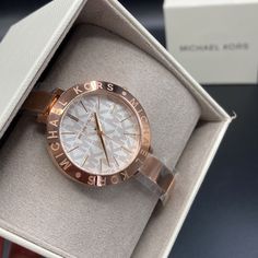 This Watch Is Stunning! With The Logo Printed On The Entire Face This Baby Is Nothing But Trendy! Match It With Your Favorite Michael Kors Pieces Rose Gold Bangle Style Watch Brand New In Box Same/Next Day Shipping Michael Kors Round Dial Watch As A Gift, Pink Gold Watches With Diamond Hour Markers For Gift, Timeless Michael Kors Watch As Gift, Michael Kors Timeless Watch As Gift, Michael Kors Jewelry With Round Dial For Gifts, Michael Kors Jewelry Gift With Round Dial, Michael Kors Jewelry Gift, Michael Kors Luxury Watches, Modern Michael Kors Jewelry With Round Dial