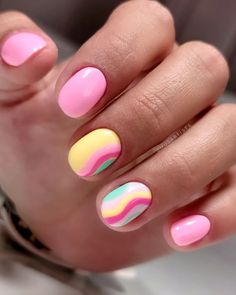 55 Hermosas Ideas De Uñas De Verano Cortas Que Debes Probar Este 2024 - Spring Break Nails Acrylic, Spring Break Nails, Nails Art Ideas, Summer Gel Nails, Gel Nail Art Designs, Nails For Kids, Get Nails, Nails 2024