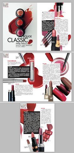 an advertisement with lipsticks on it and the words classic written in white letters,