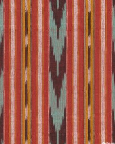 an orange, brown and green striped fabric