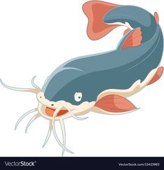 a cartoon blue fish with an octopus on it's back and its mouth open