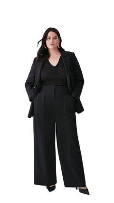 Plus Size Formal Attire, C Suite Style Women, Business Attire Plus Size Women, Corporate Plus Size, All Black Outfit Plus Size, All Black Professional Outfits, Black Formal Outfit, All Black Formal Outfits, Plus Size Business Attire