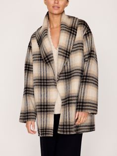 Women's Finley Plaid Coat in Heritage Plaid | Brochu Walker Brochu Walker, Cozy Shawl, Fitted Coat, Plaid Coat, Classic Coats, Wool Blend Coat, Dog Sweaters, Wool Plaid, Blazer Dress