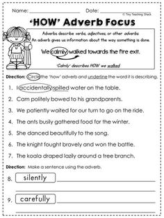 the worksheet for how to write an adverb