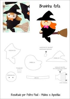 the paper doll is holding a broom and wearing a witches hat with her hands on it