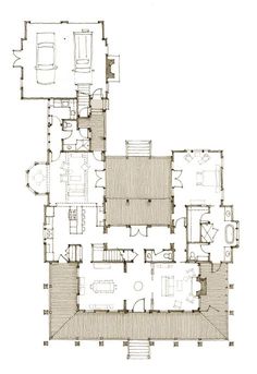 the floor plan for this house shows two levels and three rooms, with an open living area