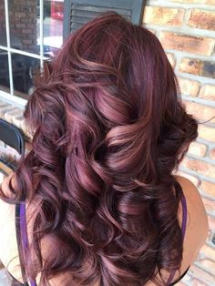 Long Dark Hair With Purple Highlights, Sangria Hair Color With Highlights, Plum Chocolate Hair Color, Plum Hair Color With Highlights, Purple Auburn Hair, Dark Plum Hair With Highlights, Fun Fall Hair Colors Brunettes, Burgandy Hair With Highlights Fall, Red Violet Hair Color With Highlights