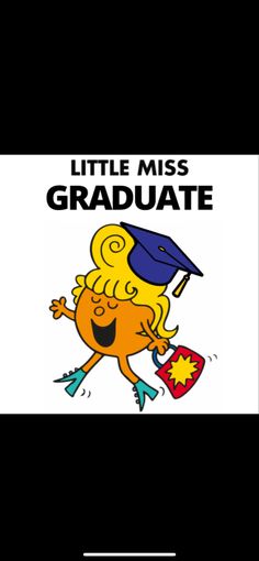 the little miss graduate is running with her hat on