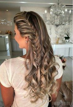 Side Hair Dos For Long Hair Formal, Side Braid With Curls, Rave Hairstyles, Curls For Long Hair, Really Long Hair, Side Hairstyles, Wedding Guest Hairstyles, Braids With Curls, Hot Hair Styles