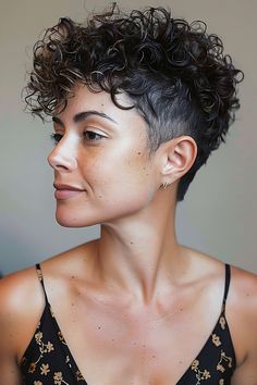 Edgy Pixie Hairstyles, Pixie Haircut Ideas, Curly Pixie Hairstyles, Dreamy Style, Short Shaggy Haircuts, Tapered Sides, Natural Curly Hair Cuts, Tapered Hair