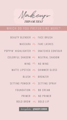 a pink poster with the words makeup which do you prefer to be more feminine?