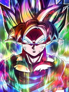 dragon ball super broly is shown in this colorful poster with the image of gohan