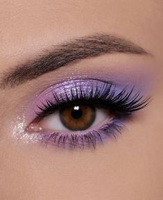 Purple Glam Makeup Looks, Eye Glam Makeup, Purple Fairy Makeup, Sweet 16 Makeup, Purple Eyeshadow Looks, Quinceanera Makeup, Purple Makeup Looks, Eye Makeup Images, Concert Makeup