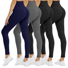 PRICES MAY VARY. 【WORTH THE COST】- You can get 4 pairs of leggings for women all in one. Each yoga pants with high quality only needs less than $7. Rich color collocation for womens leggings underlines women's youth and vitality. We know this workout legging will become a new favorite of yours. 【HIGH WAISTED DESIGN】- 5.3 inches wide compression waistband for excellent coverage. And tight fit accentuates your natural curves which make you look more awesome, slim and great. Enjoy the feeling that Running Yoga Pants, Workout Pants Women, Workout Legging, Yoga Pants With Pockets, Black Yoga Pants, Warm Leggings, Black Yoga, Athlete Workout, Pants With Pockets