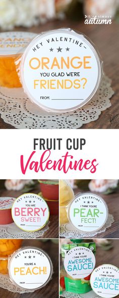 fruit cup valentine's with labels on them