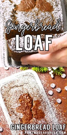 gingerbread loaf with text overlay that reads gingerbread loaf