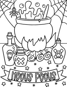 halloween coloring pages for adults and kids with candy, booze, jack - o - lantern