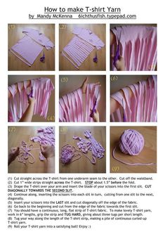 instructions to make a t - shirt yarn project