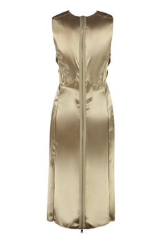 Elevate your wardrobe with this luxurious satin dress that exudes elegance and sophistication. The back zip closure adds a touch of modernity, while the two slits on the front provide a hint of allure. Crafted from a blend of 59% acetate and 41% viscose, this dress drapes effortlessly, creating a flattering silhouette that will make you stand out at any special occasion or event. Indulge in the opulence of this designer piece, perfect for those who appreciate the finer things in life. Whether yo Gold Satin Dress, Dress Drape, Satin Bags, Gold Satin, Mens Fall, Sneaker Heels, Emilio Pucci, Satin Dress, Gold Dress