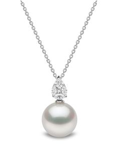 Pearl And Diamond Necklace, Pear Cut Diamond, Demi Fine Jewelry, Delicate Chain