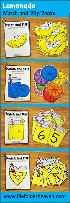 lemonade math and flip books for kids to practice numbers 1 - 5 with pictures