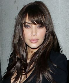 Faux Hairstyles, Celebrity Hair Extensions, Long Fringe Hairstyles, Kim Kardashian Hair, Kardashian Hair, How To Cut Bangs, Hair With Bangs, Fringe Hairstyles, Long Hair With Bangs