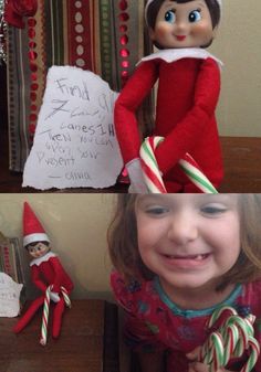 an elf is holding candy canes and smiling at the camera