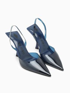 Step into the spotlight with these stunning Electric Blue PVC Slingback heels. The pointed design exudes elegance and sophistication, while the leather insole with logo and leather sole ensure both comfort and style with every step. Whether you're hitting the town for a night out or adding a pop of color to your work wardrobe, these slingbacks are the perfect statement piece for any fashion-forward individual. Elevate your look and show off your impeccable taste in luxury designer fashion with t Electric Blue Color, Slingback Heels, Prada Designer, Slingback Heel, Work Wardrobe, Bold Fashion, Luxury Designer, Electric Blue, Fashion Statement