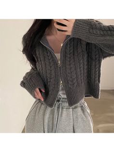 Color: Grey, Size: One Size Cropped Turtleneck Sweater, Fairycore Dresses, Áo Len Cardigan, Long Sleeve Knitted Cardigan, Ladies Turtleneck Sweaters, Vintage Cardigan, Fairy Dress, Cardigan Sweaters For Women, Women Sleeve