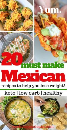 Keto Mexican Recipes! These low carb Mexican recipes make the perfect keto dinner, from fresh guacamole, taco chaffles, green enchiladas chicken soup, enchilada zucchini boats, Mexican appetizers, Mexican desserts, Mexican side dishes, and even a keto friendly margarita! These keto mexican recipes are so delicious and are perfect for helping you stay on your diet! Taco Tuesday and Cinco De Mayo perfect! #keto #mexican #tacotuesday #lowcarb #ketodiet #ketorecipes #ketogenic #ketogenicdiet Low Carb Mexican Side Dishes, Low Carb Cinco De Mayo Recipes, Keto Mexican Side Dishes, Soup Enchilada, Enchiladas Chicken Soup, Green Enchiladas Chicken, Enchilada Zucchini Boats, Appetizers Mexican