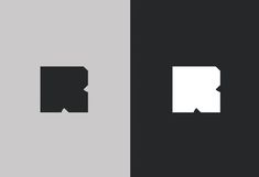 two black and white logos with different shapes