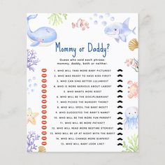 a baby shower game with an ocean theme