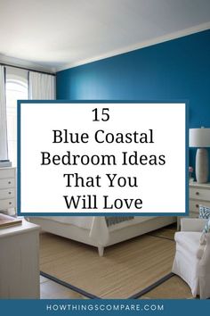 Coastal Blue Bedroom, Neutral Coastal Bedroom, Coastal Chic Bedroom, Blue Coastal Bedroom, Navy Accent Wall, Refreshing Aesthetic, Navy Accent Walls, Costal Bedroom, Ocean Bedroom