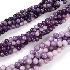 Lepidolite Beads, Round, Purple Color. Purple Mica Semi-Precious Gemstone Beads for DIY Jewelry Making. Size: 8-8.5mm Diameter, Hole: 1mm; approx. 48pcs/strand, 15" Inches Long. Material: Natural Lepidolite Beads, Light Purple Color. Polished, Shinny Finish. Please note: Stone is a natural product there will be variations in tone, color and texture. Please refer to second image for possible color variations. Light Purple Color, Diy Jewelry Making, Semi Precious Gemstones, Light Purple, Purple Color, Long Necklace, Color Purple, Semiprecious Stones, Precious Stones