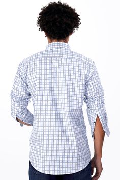 Elevate your wardrobe with our Bright White, Casper Blue, and Black Checkered Giza Cotton Shirt, featuring a button-down collar and textured pattern. Crafted from premium Giza cotton, its striking checkered pattern adds a touch of contemporary flair. Redefine your style with this versatile piece, perfect for a polished yet modern look. Fused collar and cuffs, collar stand and flat felled side seams provide structure and stability to all our shirts. 100 % Premium Giza Cotton: Long staple, smother