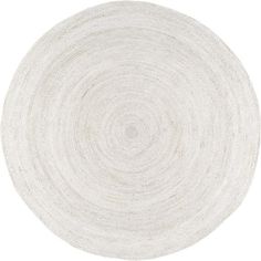 a white rug with an oval design on the top and bottom, it is made out of