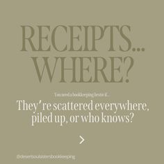 an advertisement with the words receipts, where? they're scattered everywhere, pulled up, or who knows?