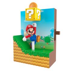 a paper model of mario running on the nintendo game platform with question mark above it