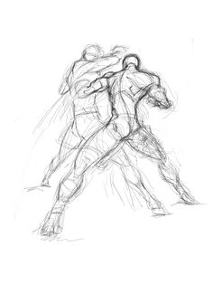 a drawing of two men wrestling each other