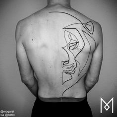 Lion Back Tattoo, Mo Ganji, Tattoo Line Art, Modern Art Tattoos, One Line Tattoo, Single Line Tattoo, Tattoo Back, Back Tattoos For Guys