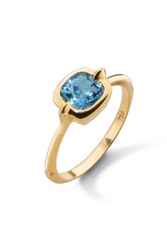 MONICA RICH KOSANN-Points North London Blue Topaz Cushion Ring-YELLOW GOLD Monica Rich Kosann Jewelry, Monica Rich Kosann, Cushion Ring, November Birthstone, North London, London Blue, Fine Jewels, London Blue Topaz, Jewelry Lover