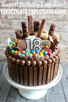 How To Make A Chocolate Explosion Cake Chocolate Explosion Cake, Cakes For Teenagers, Chocolate Bar Cakes, Explosion Cake, Inside Cake, Chocolate Birthday Cake, Birthday Cake For Him, 18th Birthday Cake, Chocolate Cake Decoration