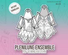 two paper dolls are shown with the text plenine ensemble sewing pattern