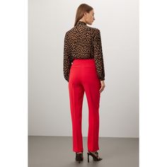 Red twill (93% Polyester 7% Elastane). Pants. Front zipper closure. 30" inseam. 11.5" rise. Imported. Red Trousers, Rent The Runway, Closet Designs, Black Suits, Straight Leg Pants, Kate Spade New York, Suits You, Front Zipper, Leg Pants