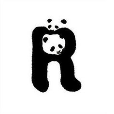 the letter person with a panda bear on it's back