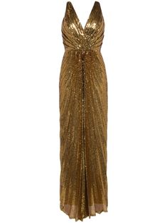 a gold dress with sequins on it