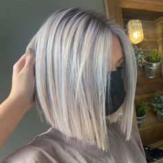 Cool Blonde Hair Color Short, Short Hair Blonde Color Ideas, Soft Angled Bob, Blondish Grey Hair Color, Grey Hair Color Short, Blonde Hair Ideas For Short Hair, Medium Bob Blonde Hair, Sassy Haircuts Medium Over 40, Angled Shoulder Length Bob