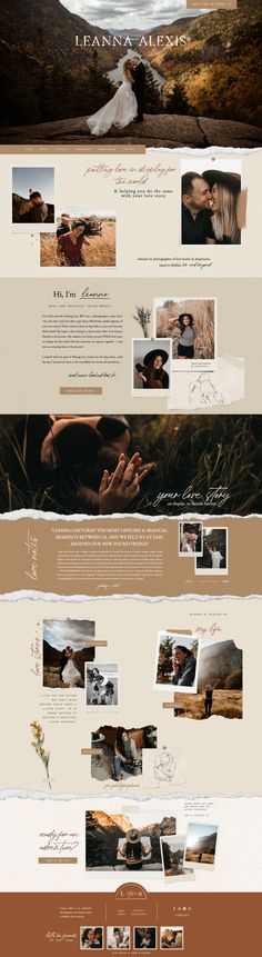 the website design for a wedding photographer